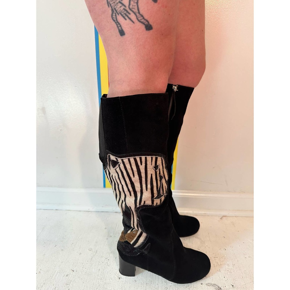 1990s vintage black suede panther boots by Sharif Designs sz 10 10.5